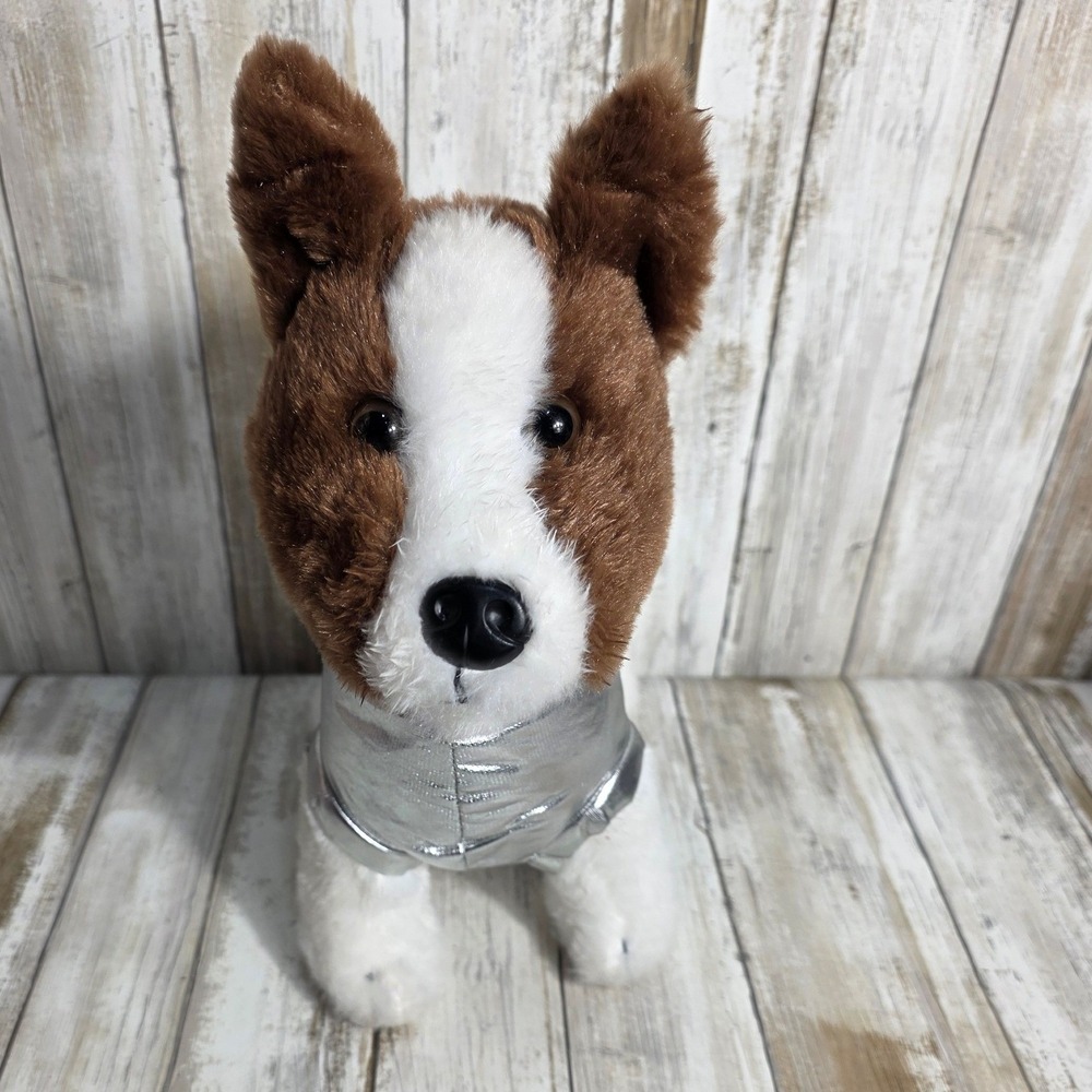 The Petting Zoo Laika Space Dog Plush Stuffed Animal Silver Suit Brown White - Picture 5 of 9
